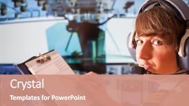  Presentation with pilot - PPT theme enhanced with aviation - beautiful woman pilot wearing uniform background and a coral colored foreground