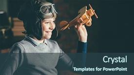  Presentation with dreams - PPT theme enhanced with aviation - boy dreams of becoming background and a tawny brown colored foreground