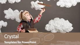  Presentation with airplane pilot - Amazing presentation theme having aviation - boy plays in an airplane backdrop and a coral colored foreground