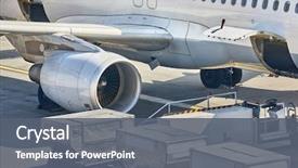  Presentation with cargo - Theme having aviation - cargo containers loaded background and a gray colored foreground