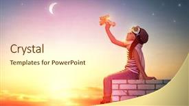  Presentation with airplane pilot - Colorful PPT layouts enhanced with aviation - child plays with a toy backdrop and a cream colored foreground