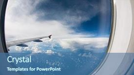  Presentation with aircraft - PPT theme enhanced with aviation - clouds and sky as seen background and a ocean colored foreground