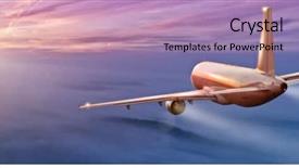  Presentation with image resolution - Amazing slide deck having aviation - commercial airplane flying above clouds backdrop and a coral colored foreground