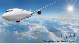  Presentation with commercial - Audience pleasing slide set consisting of aviation - commercial airplane flying above dramatic backdrop and a light blue colored foreground