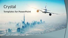  Presentation with aviation - Cool new presentation design with aviation - commercial airplane flying over modern backdrop and a light blue colored foreground