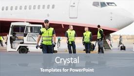  Presentation with confident - Slide set consisting of aviation - confident worker in walking while background and a gray colored foreground