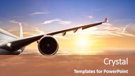  Presentation with jet airplane - Amazing presentation theme having aviation - detail of wing of commercial backdrop and a coral colored foreground