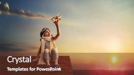  Presentation with flight - PPT layouts enhanced with aviation - dreams of flight child playing background and a tawny brown colored foreground