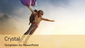  Presentation with dreams - Presentation theme featuring aviation - dreams of travel child flying background and a blonde colored foreground