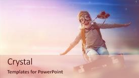  Presentation with suitcase - Cool new theme with aviation - dreams of travel child flying backdrop and a lemonade colored foreground