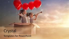  Presentation with dreams - Beautiful theme featuring aviation - dreams of travel two children backdrop and a coral colored foreground