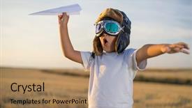  Presentation with dreams - Slide set enhanced with aviation - fun little boy wearing helmet background and a coral colored foreground