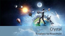  Presentation with aviation - Presentation design consisting of aviation - funny aviator running mixed media background and a light blue colored foreground