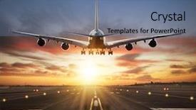 Presentation with runway - Theme featuring aviation - huge two storeys commercial jetliner background and a ocean colored foreground