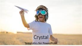  Presentation with dreams - Cool new PPT theme with aviation - kid little boy wearing helmet backdrop and a lemonade colored foreground