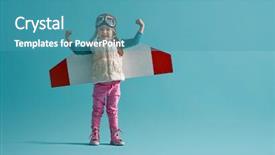  Presentation with astronaut - PPT layouts enhanced with aviation - little child girl background and a teal colored foreground