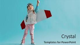  Presentation with spaceman - Presentation theme with aviation - little child girl background and a light blue colored foreground
