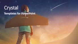  Presentation with astronaut - PPT theme enhanced with aviation - little girl plays astronaut child background and a ocean colored foreground