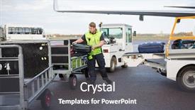  Presentation with luggage - PPT layouts enhanced with aviation - male worker placing luggage background and a dark gray colored foreground