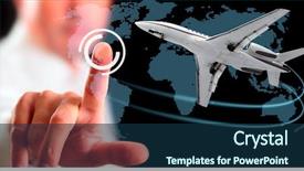  Presentation with aviation - Presentation theme having aviation - man and airliner computer display background and a navy blue colored foreground