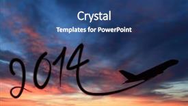  Presentation with new year - Audience pleasing slide set consisting of aviation - new year 2014 drawing backdrop and a ocean colored foreground