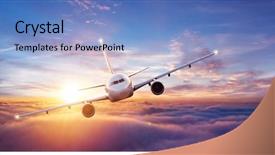  Presentation with passengers - Slide deck enhanced with aviation - passengers commercial airplane flying above background and a light blue colored foreground