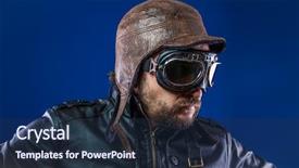  Presentation with vintage aviation - Amazing presentation theme having aviation - pilot of the 20s backdrop and a navy blue colored foreground