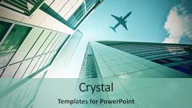  Presentation with plane - Colorful presentation theme enhanced with aviation - plane flying over a modern backdrop and a seafoam green colored foreground