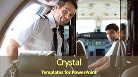  Presentation with pilot - Beautiful slide set featuring aviation - portrait of handsome pilot entering backdrop and a tawny brown colored foreground