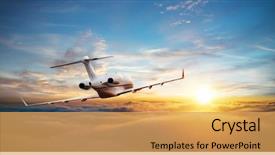  Presentation with private jet - Slide deck having aviation - private jet plane flying above background and a yellow colored foreground