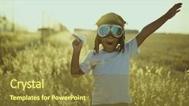  Presentation with airplane pilot - Theme featuring aviation - summer sunset boy playing background and a tawny brown colored foreground