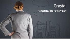  Presentation with grey - Beautiful PPT theme featuring aviation career - back of business woman backdrop and a dark gray colored foreground