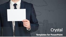  Presentation with business card - Presentation theme featuring aviation career - business man mid section background and a dark gray colored foreground