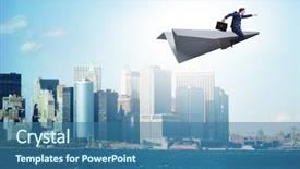  Presentation with aviation - Beautiful PPT layouts featuring aviation career - businessman flying on paper plane backdrop and a ocean colored foreground