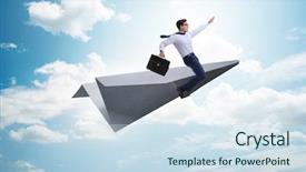  Presentation with aviation - Presentation with aviation career - businessman flying on paper plane background and a sky blue colored foreground