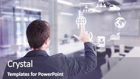  Presentation with aviation - Audience pleasing presentation consisting of aviation career - businessman pointing with his fingers backdrop and a ocean colored foreground