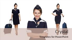  Presentation with career growth - Slide deck featuring aviation career - collage portrait in full growth background and a soft green colored foreground