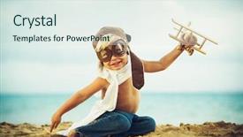  Presentation with toy - Presentation theme consisting of aviation career - small boy playing with toy background and a sky blue colored foreground