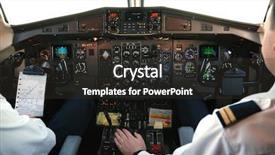  Presentation with cockpit - Beautiful presentation theme featuring aviation career - two pilots in cockpit backdrop and a dark gray colored foreground