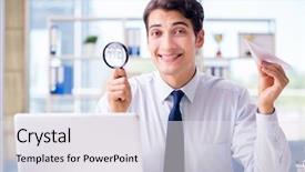  Presentation with paper boat children play - Slides having aviation free - businessman with magnifying glass background and a white colored foreground