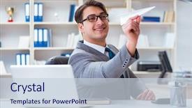  Presentation with airplane - Cool new slide set with aviation free - businessman with paper airplane backdrop and a  colored foreground