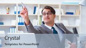  Presentation with airplane hanger - Presentation with aviation free - businessman with paper airplane background and a light blue colored foreground