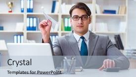  Presentation with aviation - Slides having aviation free - businessman with paper airplane background and a  colored foreground