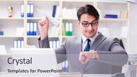  Presentation with airplane - Slide deck featuring aviation free - businessman with paper airplane background and a  colored foreground