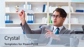  Presentation with airplane cash - Slides having aviation free - businessman with paper airplane background and a light blue colored foreground