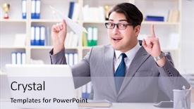  Presentation with airplane a320 - Slide deck consisting of aviation free - businessman with paper airplane background and a light blue colored foreground