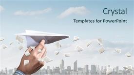  Presentation with aviation - Presentation design featuring aviation free - paper plane in blue sky background and a light blue colored foreground