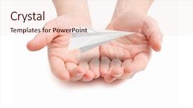  Presentation with hovering - Presentation theme enhanced with aviation free - paperplane hovering over hands background and a lemonade colored foreground