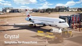  Presentation with aviation fuel stations - Beautiful presentation theme featuring aviation fuel stations - parked aircraft parked backdrop and a coral colored foreground