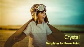  Presentation with vintage aviation - Presentation theme consisting of aviation happy child playing background and a tawny brown colored foreground